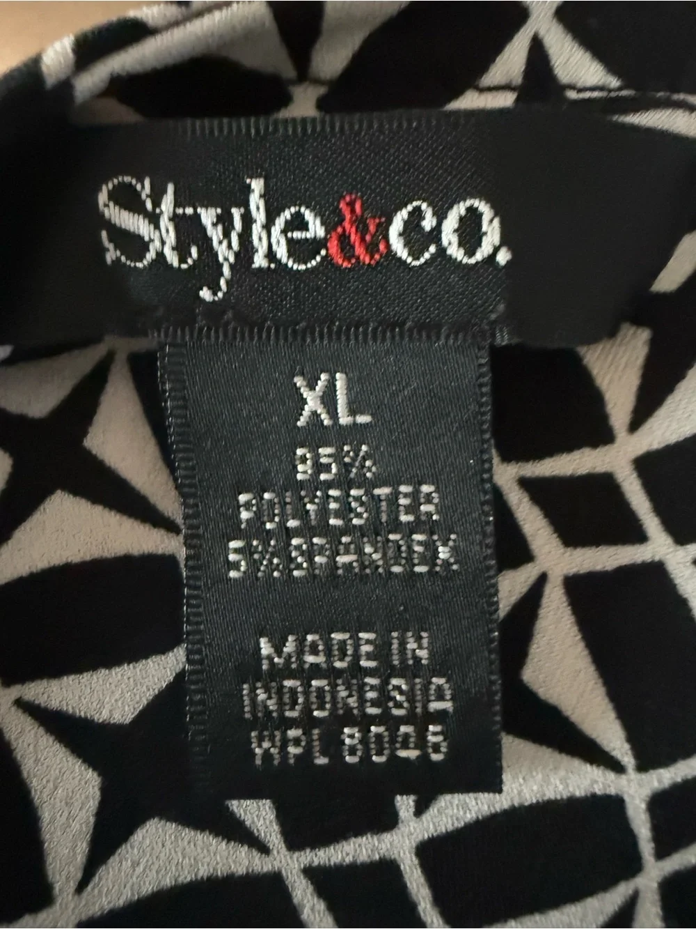 Style & Co Work Blouse Rushed Sleeves Crossed V Neck Size XLarge Black/White - Picture 5 of 5